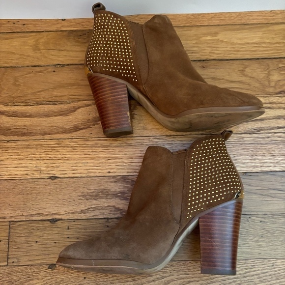 Michael Kors Suede Studded Krista Booties Block Heels 7.5 - Picture 10 of 16